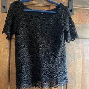 Talbots Fully lined black lace top